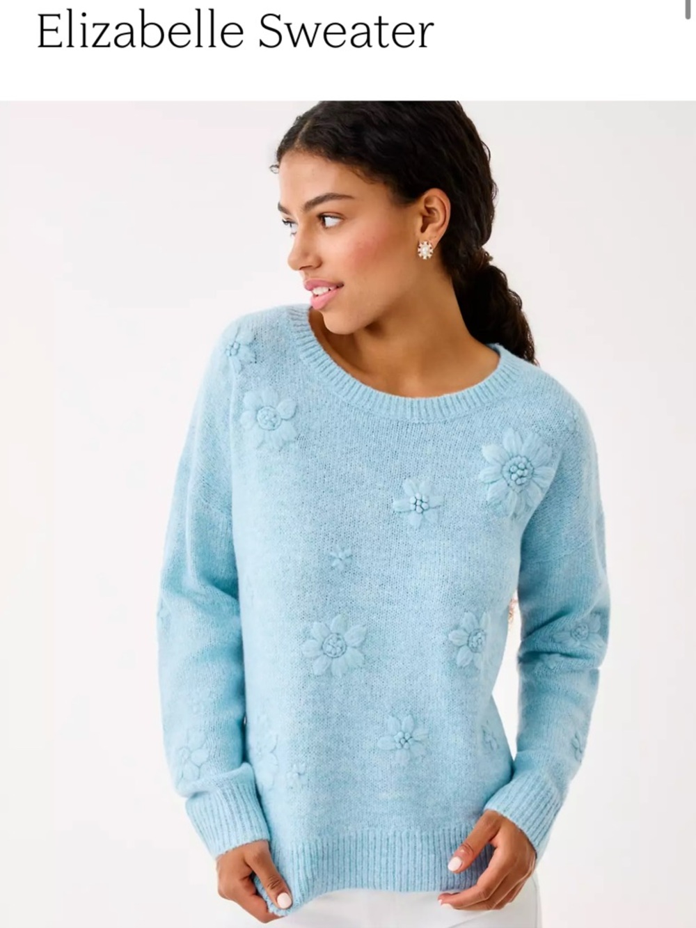 Lilly Pulitzer Light Blue Floral Crewneck Sweater